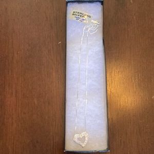 Sterling silver necklace and earring heart set from Macy’s.